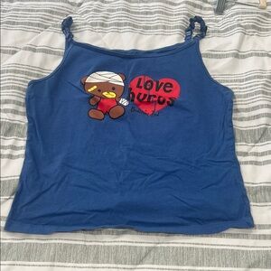 Blue Y2K 'Love Hurts' Bear Tank Top